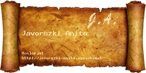 Javorszki Anita névjegykártya