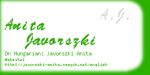 anita javorszki business card